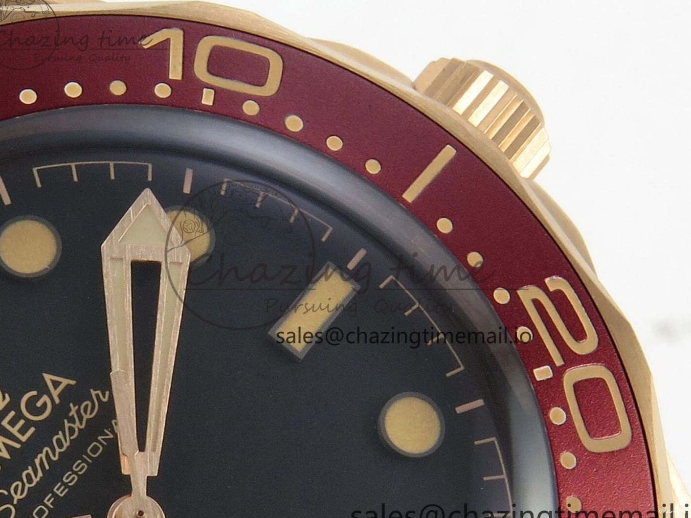 0510 Stylish Seamaster 300M Diver Rose Gold VSF 1:1 Best Edition Black Dial on Mesh Bracelet A 7662